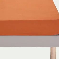 Drap housse en lin lavé 140x200cm B28cm - marron rustrel