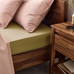 Drap housse en percale de coton 140x200cm B30cm - jaune alep