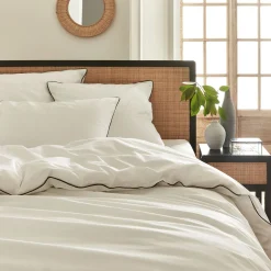 Drap housse en percale de coton 160x200cm B30cm - blanc