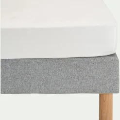 Drap housse en satin lavé 140x200cm B30cm - blanc ventoux