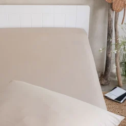 Drap housse enfant en coton 90x200+B20cm - beige alpilles