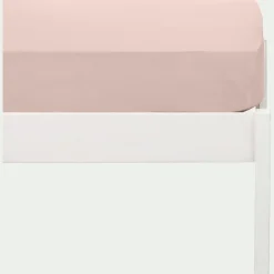 Drap housse enfant en coton 90x200+B20cm - rose rosa