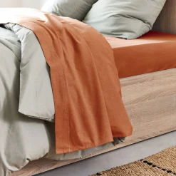 Drap plat en coton 270x300cm - brun rustrel