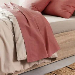 Drap plat en coton 270x300cm - rouge ricin