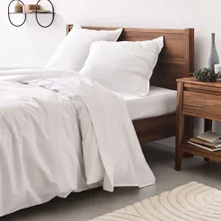 Drap plat en percale de coton 270x300- blanc