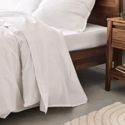 Drap plat en percale de coton 270x300- blanc
