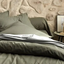 Drap plat en percale de coton 270x300- blanc