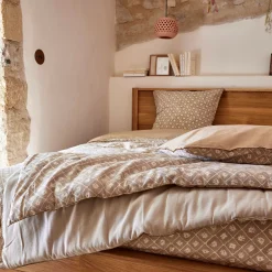 Édredon finition croquet en coton 100x180cm - beige ficelle