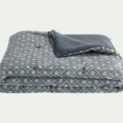 Édredon finition croquet en coton 100x180cm - bleu