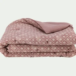 Édredon finition croquet en coton 100x180cm - rose