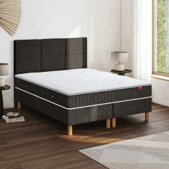 Ensemble matelas ressorts+sommier ferme Epeda H68cm 2x80x200cm - gris