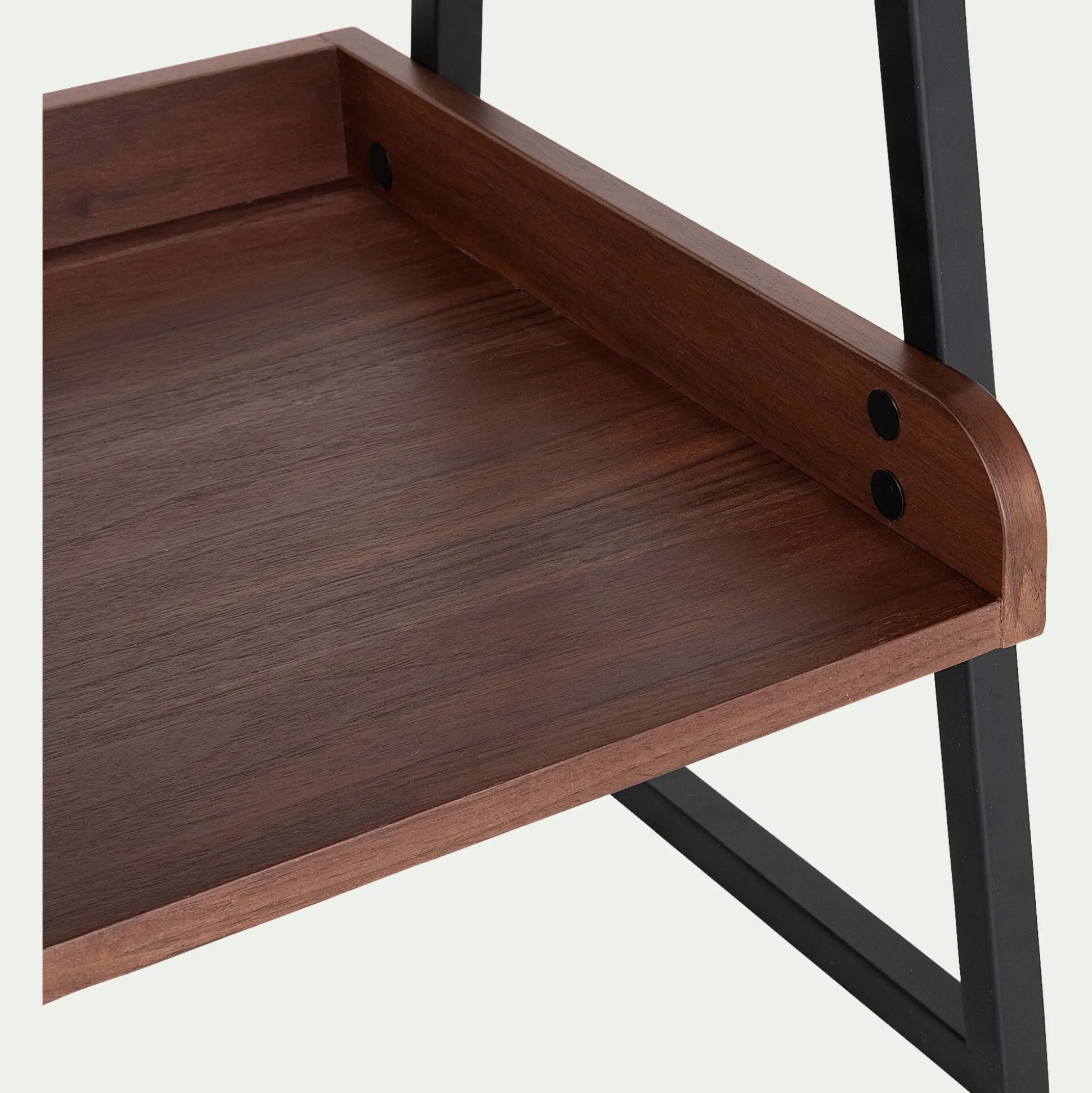 Etagère 5 tablettes plaquée noyer et métal noir L40cm - bois foncé