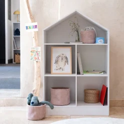 Etagère maison 5 cases en bois - blanc