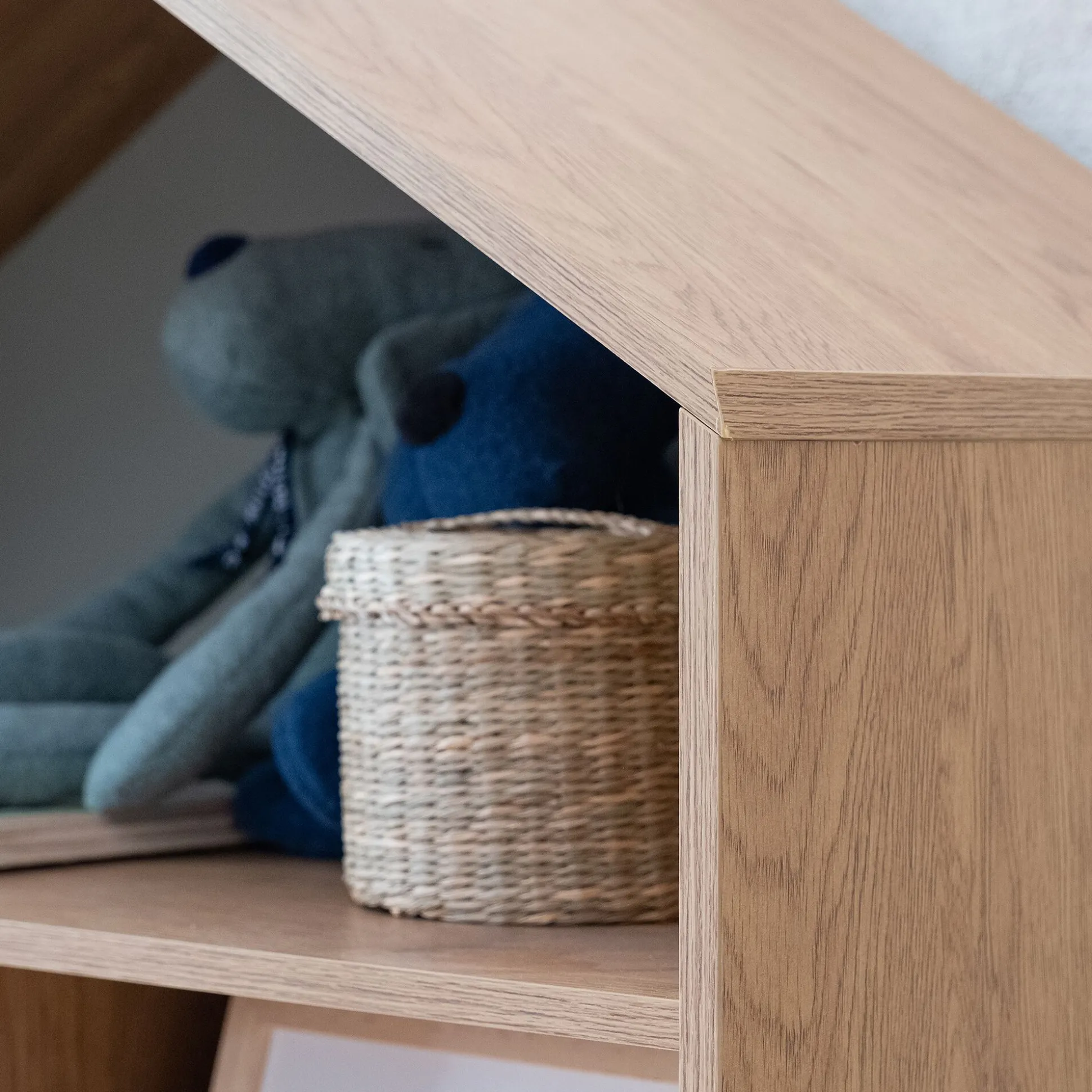 Etagère maison 5 cases en bois - bois clair