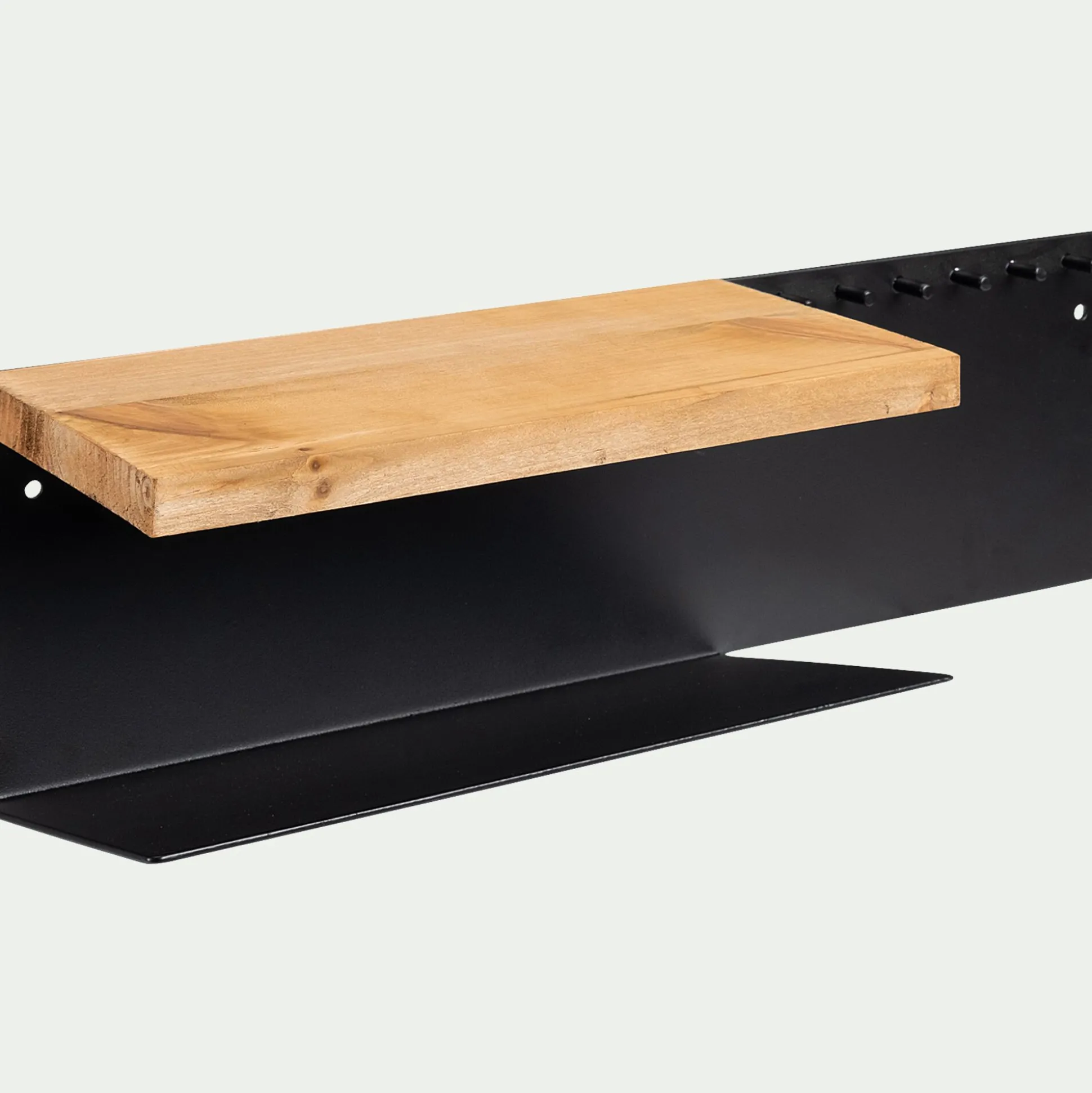 Etagère murale en pin et métal - noir L50xl15,5xH15cm