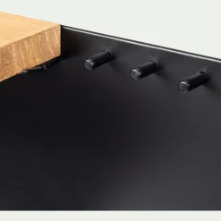 Etagère murale en pin et métal - noir L50xl15,5xH15cm