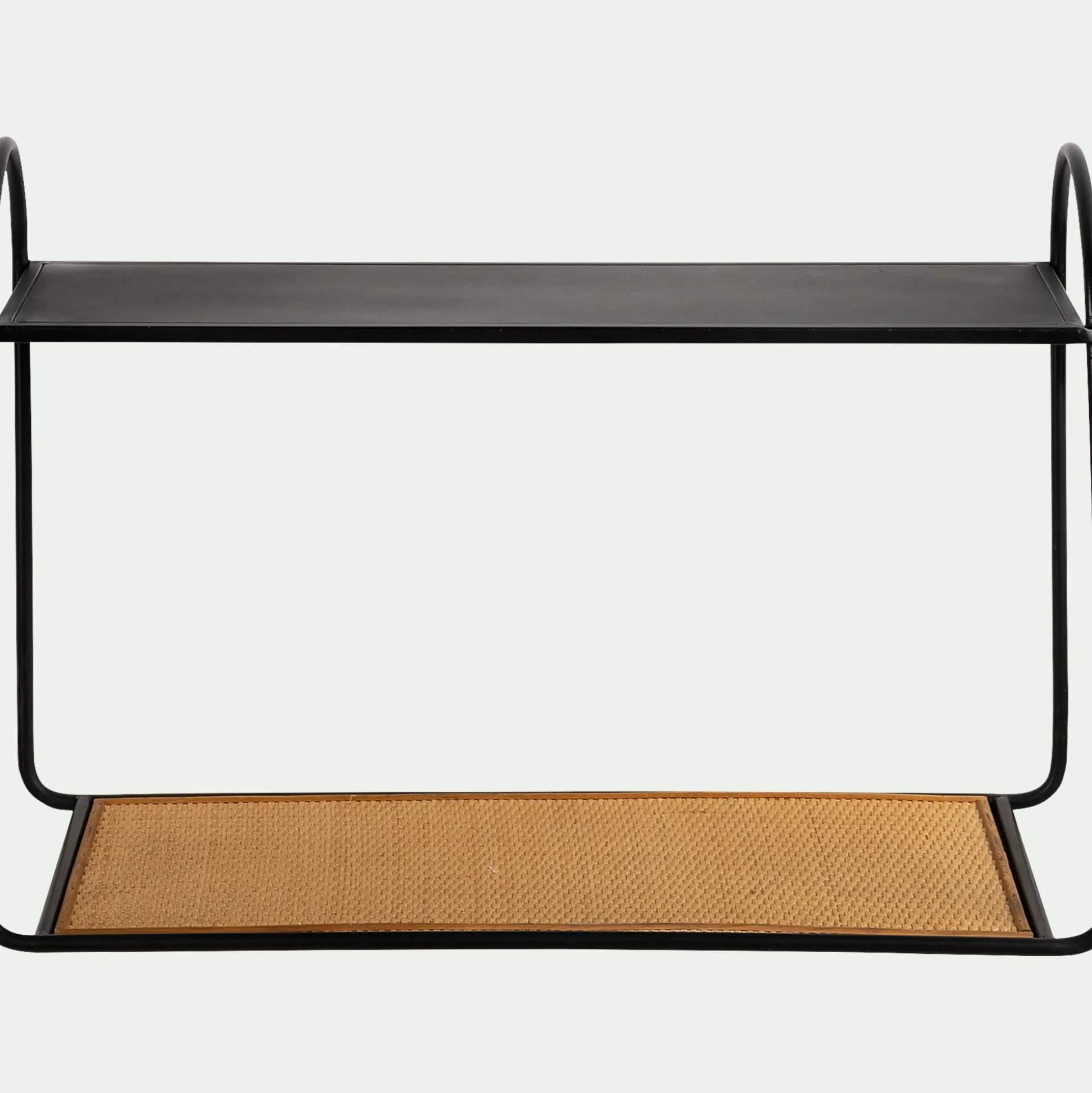 Etagère murale en rotin et métal - noir L63,5xl28xH43cm