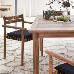 Fauteuil de jardin à sangles en teck - bois clair