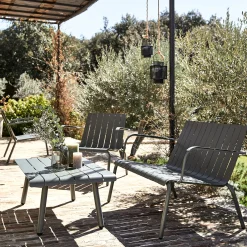 Fauteuil de jardin aluminium avec accoudoirs vert cèdre