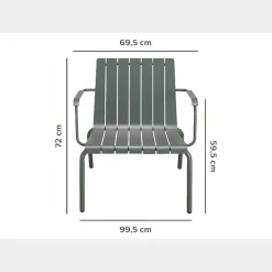 Fauteuil de jardin aluminium avec accoudoirs vert cèdre