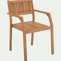 Fauteuil de jardin avec accoudoirs en acacia huilé - bois clair