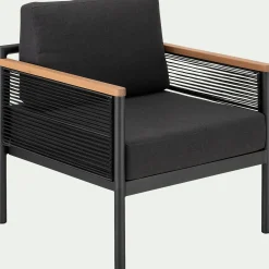 Fauteuil de jardin en aluminium et corde - noir
