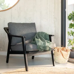 Fauteuil de jardin en bois d'eucalyptus - noir