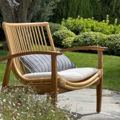 Fauteuil en teck et rotin - naturel