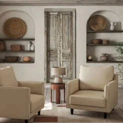 Fauteuil en tissu - beige roucas