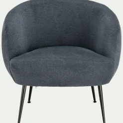 Fauteuil en tissu avec piétement en acier - bleu céou
