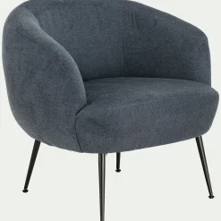 Fauteuil en tissu avec piétement en acier - bleu céou