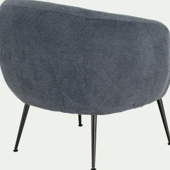 Fauteuil en tissu avec piétement en acier - bleu céou