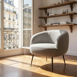 Fauteuil en tissu avec piétement en acier - gris borie