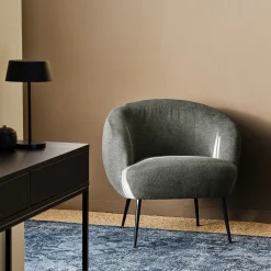Fauteuil en tissu avec piétement en acier - gris vésuve