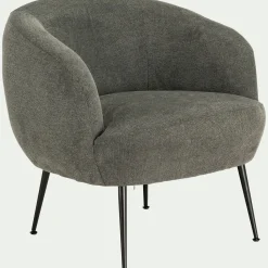 Fauteuil en tissu avec piétement en acier - gris vésuve