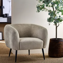 Fauteuil en tissu avec pieds en acier - gris restanque