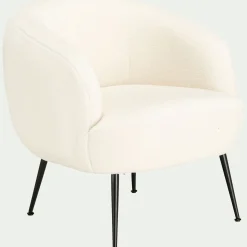 Fauteuil en tissu avec piétement en acier - blanc capelan