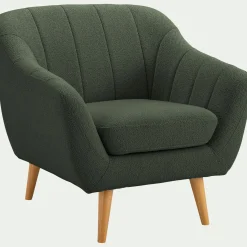 fauteuil en tissu bouclette monza - vert cèdre