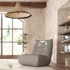 Fauteuil en tissu bouclette - gris clair