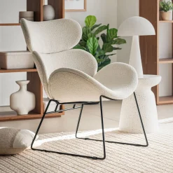 Fauteuil en tissu bouclettes - beige