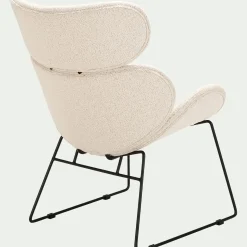 Fauteuil en tissu bouclettes - beige