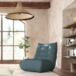 Fauteuil en tissu bouclette - bleu