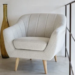 Fauteuil en tissu bouclette - beige