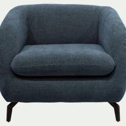 Fauteuil en tissu doux tramé - bleu