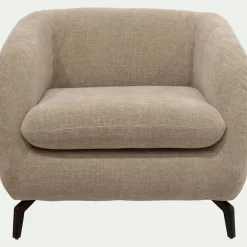 Fauteuil en tissu doux tramé - beige