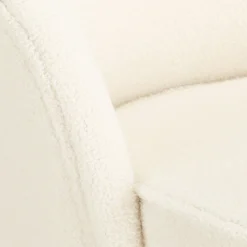 Fauteuil en tissu effet moutonné et piétement en hévéa - blanc capelan