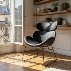 Fauteuil en tissu enduit - noir