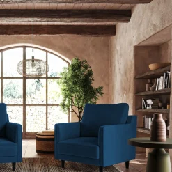 Fauteuil en tissu velvet - bleu foncé