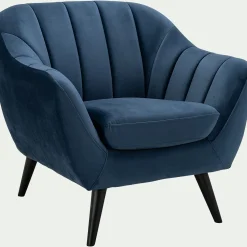 Fauteuil en velours - bleu myrte