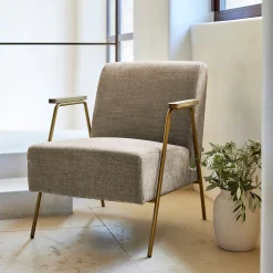 Fauteuil en velours - brun châtaigner